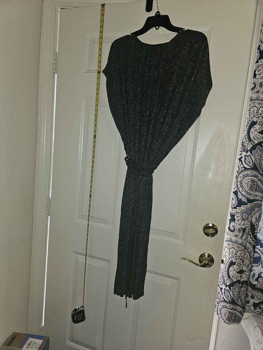 **City Chic Metallic Charcoal Midi Dress with Tie Waist - Very Light Weight - Picture 6 of 6